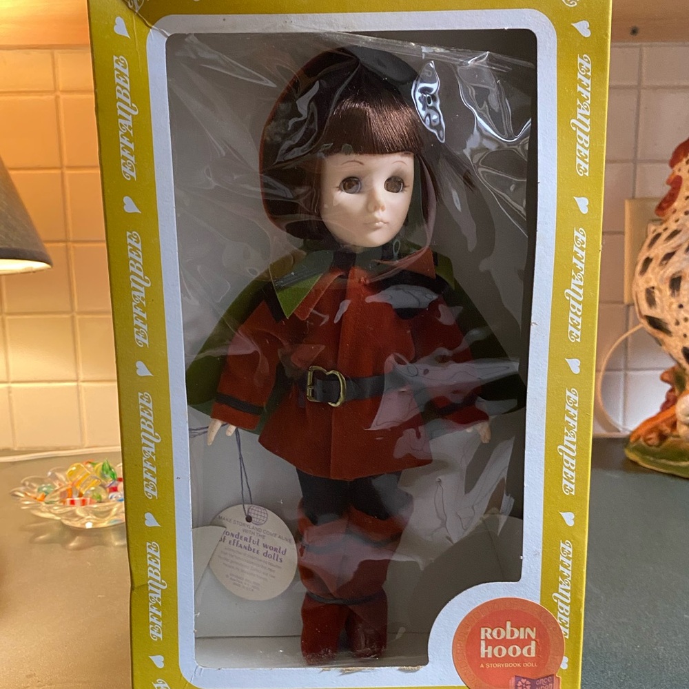 Vintage Effanbee Robin Hood Doll, with tag and still in box.